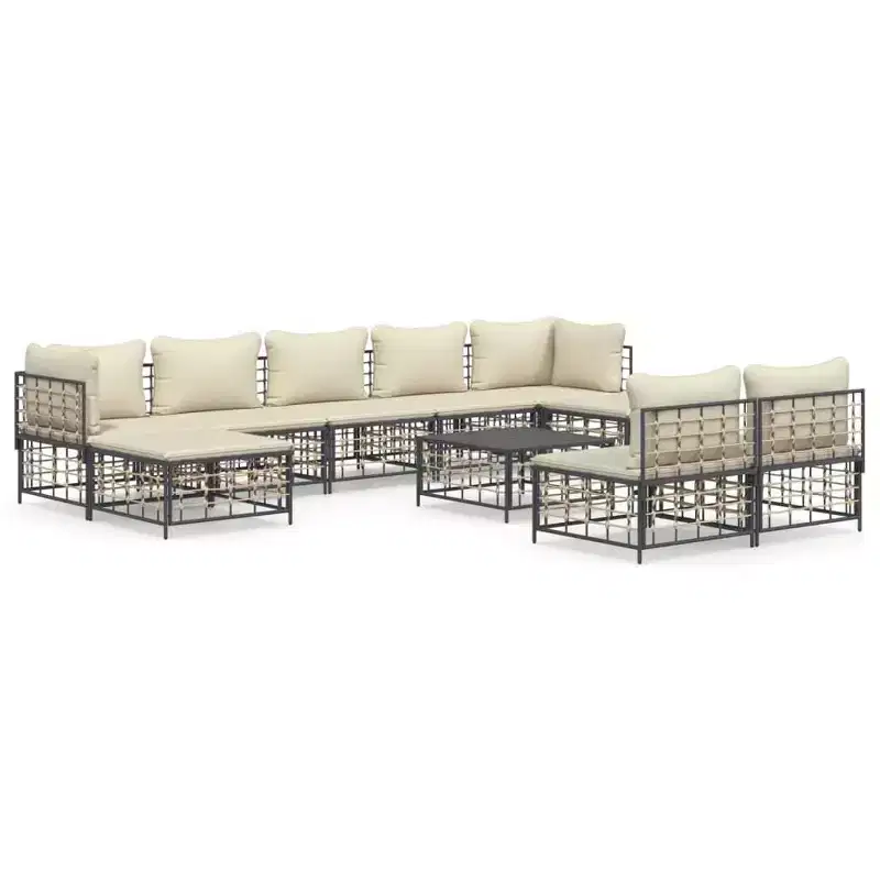 vidaXL 10-Piece Modern Garden Lounge Set with Cushions