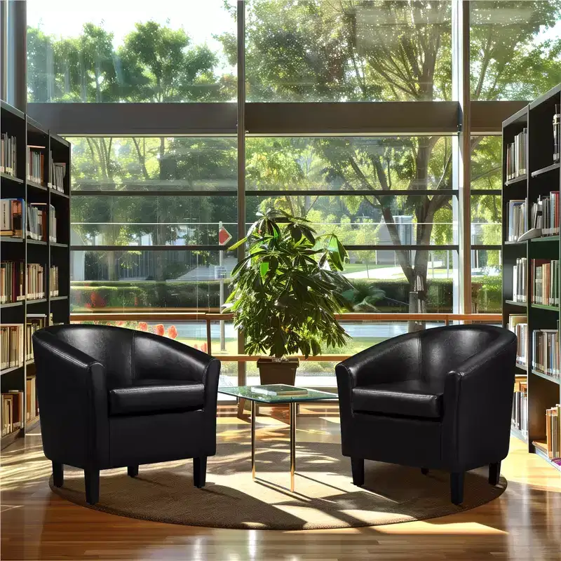 Yaheetech Set of 2 Faux Leather Club Chair, Contemporary Style for Living Room, Bedroom, Reception Room