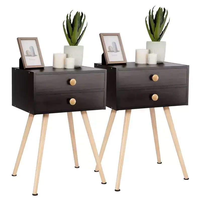 Espresso 2-Drawer Nightstand, Set of 2