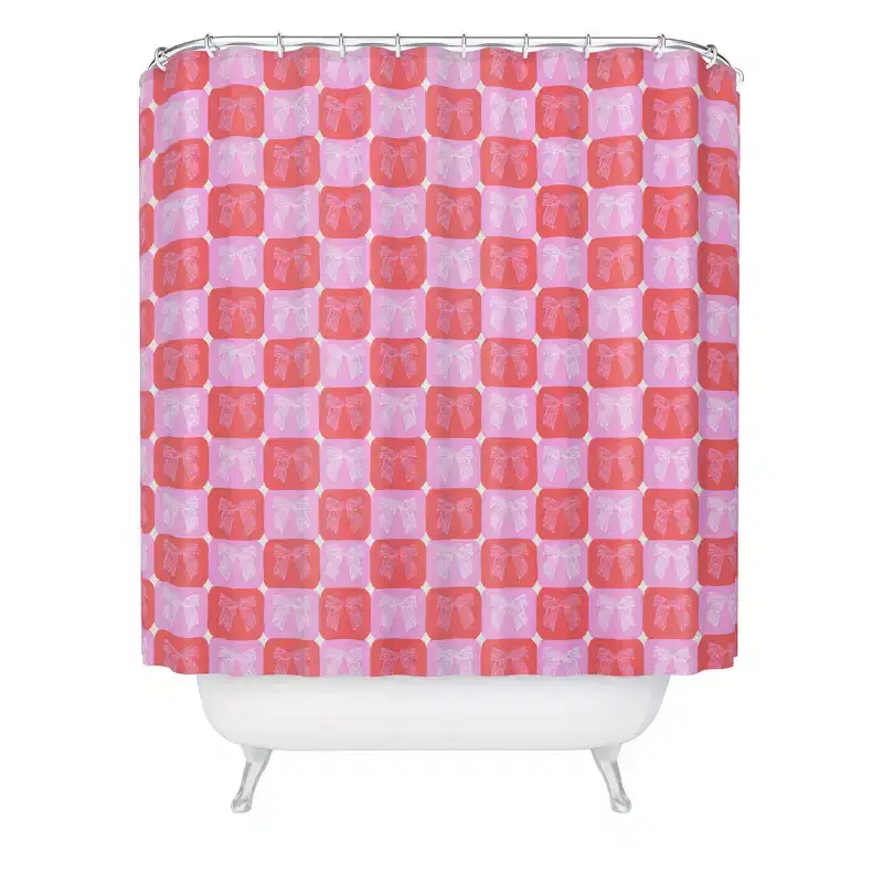 Deny Designs Krissy Mast Checkerboard Bows in Pink Shower Curtain