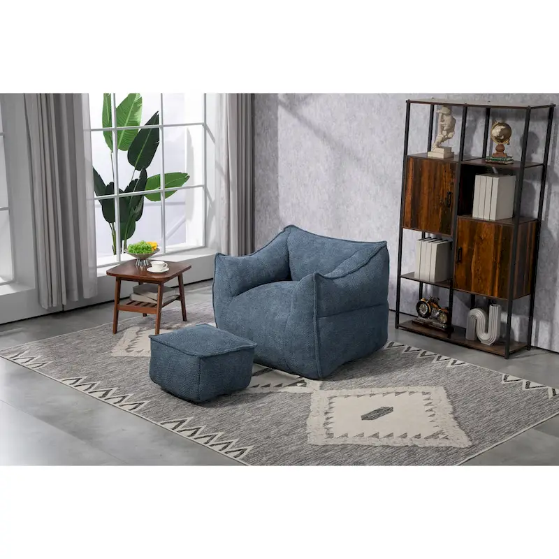 Boucle Bean Bag Chair with Memory Foam Filling for Ultimate Comfort