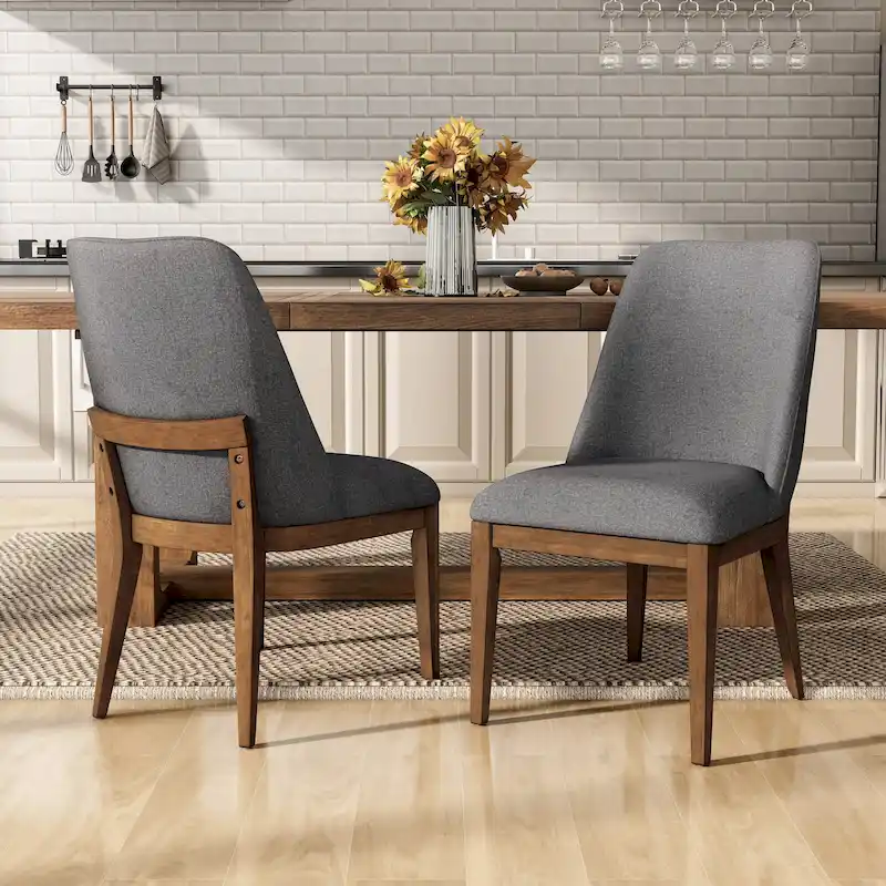 Furniture of America Leopold Rounded Solid Wood Dining Chairs (Set of 2)
