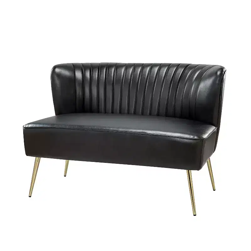 47" Contemporary Wingback Loveseat, Armless 2-Seater Sofa with Metal Legs for Living Room or Bedroom