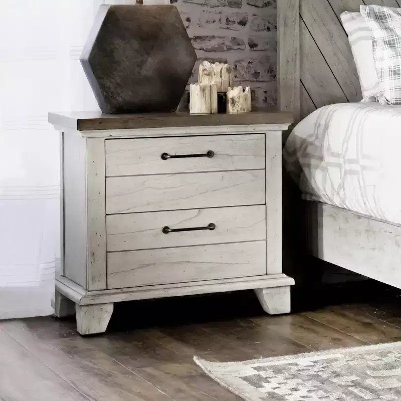 Bear Creek 2 Drawer Nightstand Rustic Ivory/Honey - Steve Silver Co.