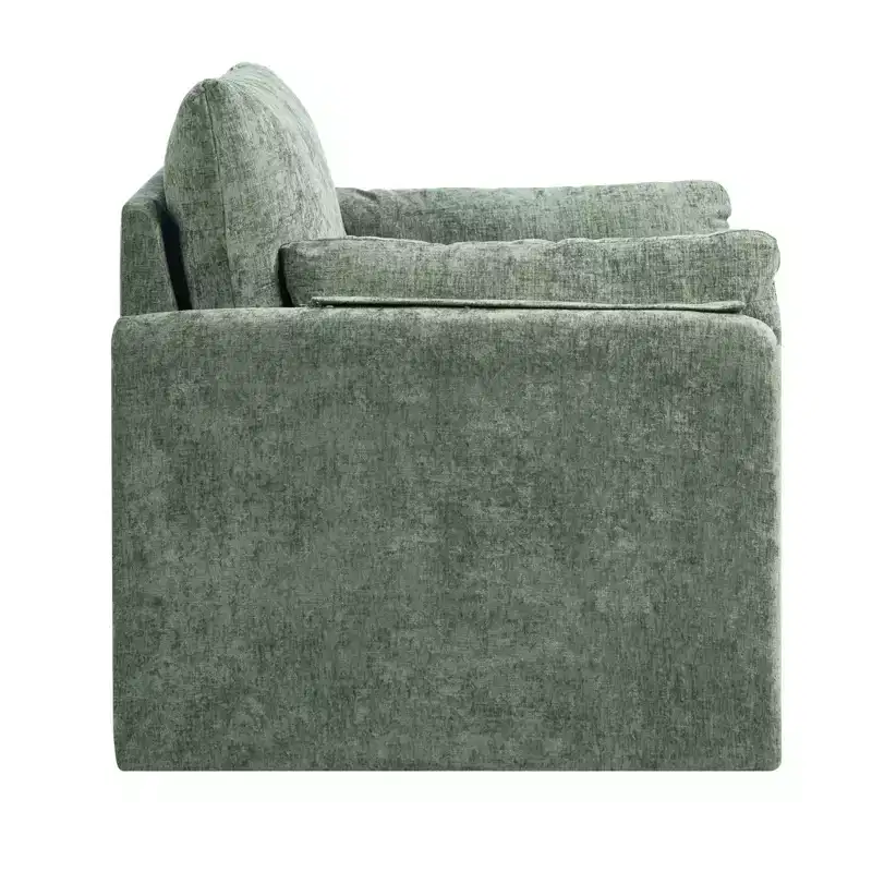 Green Microfiber Accent Chair, Upholstered Armchair with Arched Backrest, Single Seat