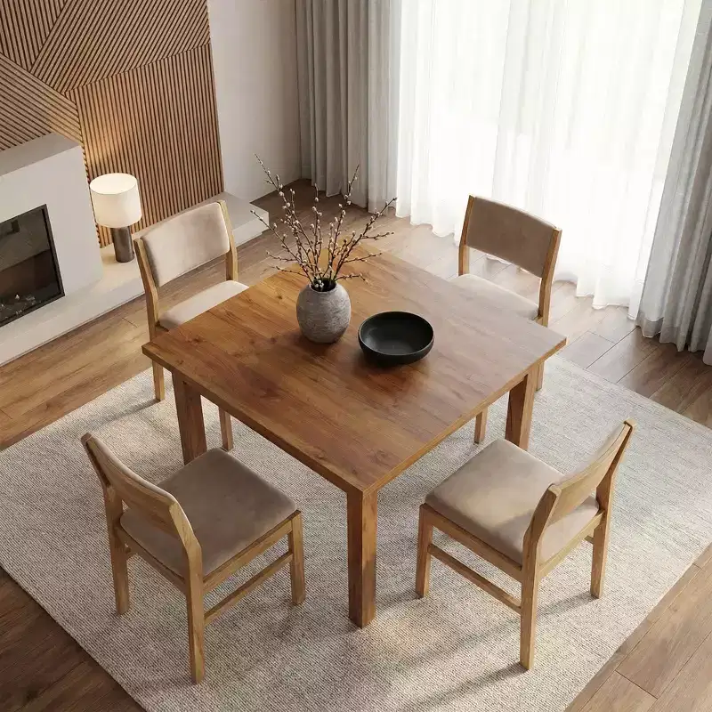 39.4 Square Farmhouse Dining Table, Easy Assembly Home Office Desk