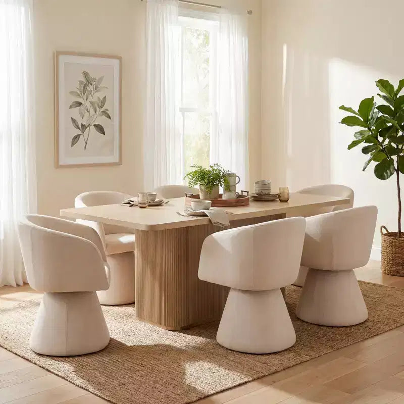 Christopher Knight Home Yodsak Modern 7 Piece Wooden and Metal Dining Set with 180 Swivel Chairs