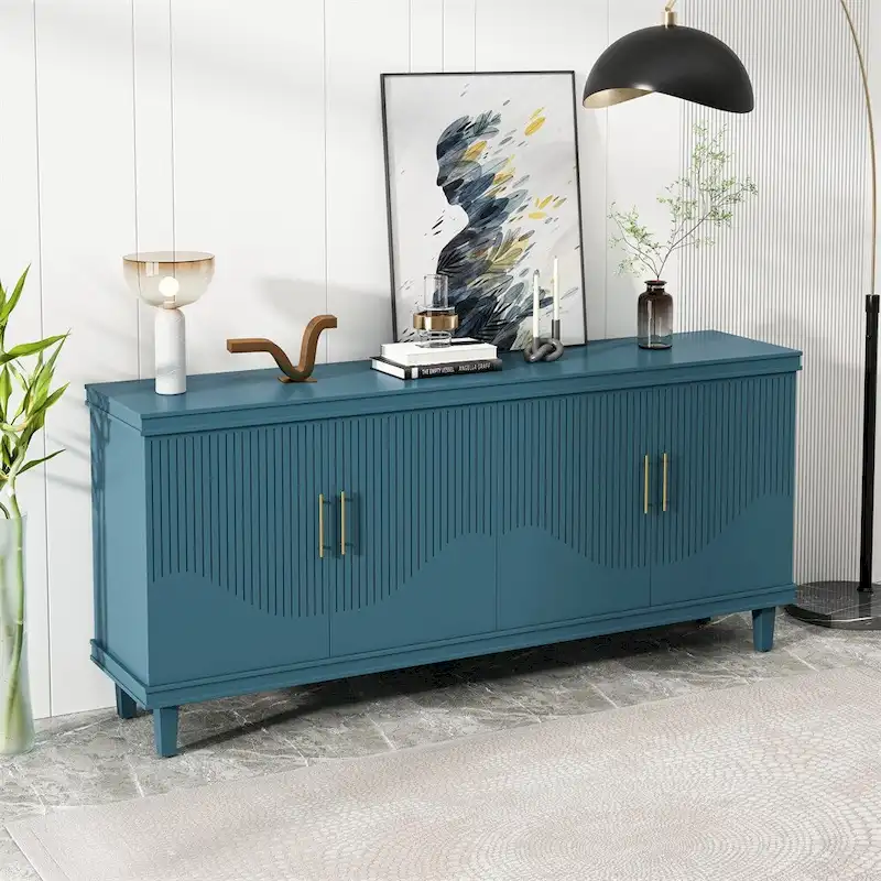 70.07 Wood Storage Cabinet with 4 Doors and Adjustable Shelves