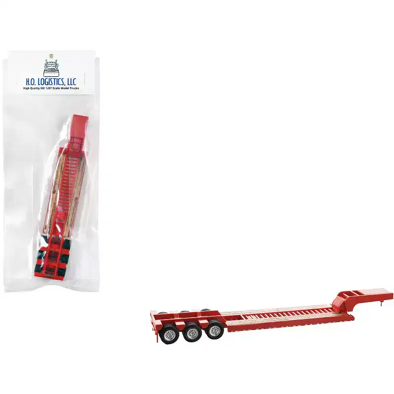 Low Boy Flatbed Trailer Red 1/87 (HO) Scale Plastic Model Car by HO Logistics