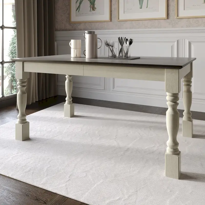 Mid-century Elegant Two-tone Dining Table