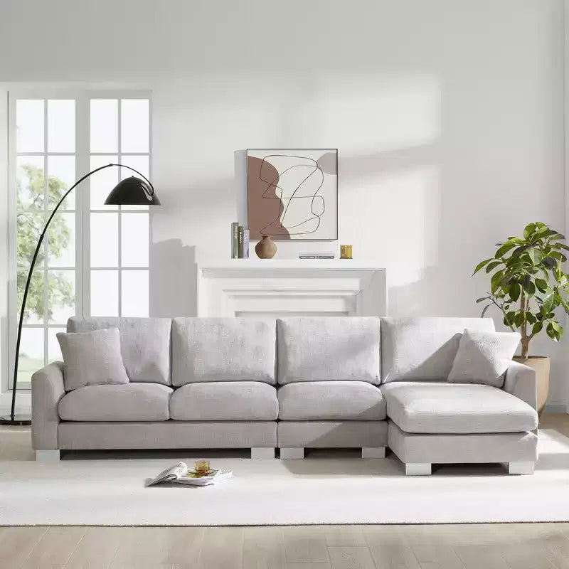 EHMKNP Modern Oversized Sectional Sofa-Chenille Upholstered L-Shaped 5-Seat Luxury Couch with Chaise Lounge