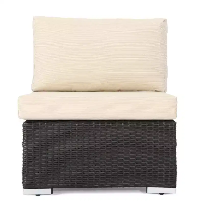 Christopher Knight Home 3pc Santa Rosa Wicker Outdoor Patio Sectional Sofa Multibrown/Beige