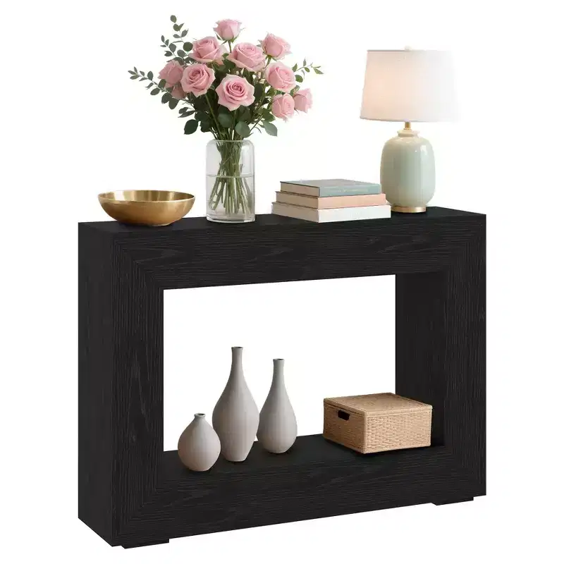 47 Console Table 鈥?Solid Wood with Metal Accents, 47.24Lx11.81Wx33.07H