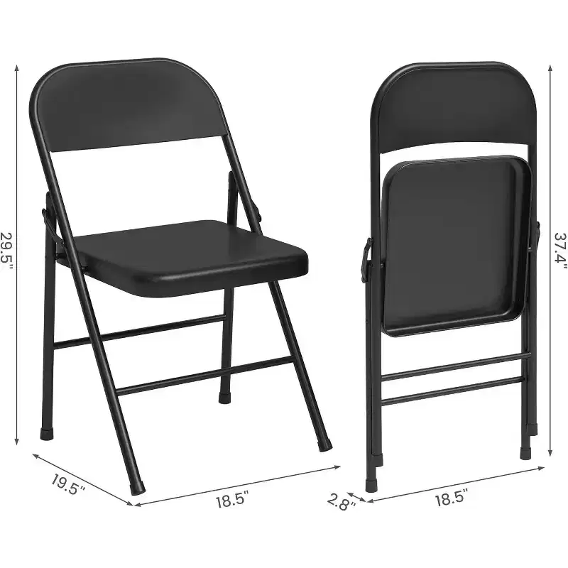8-Pack Heavy Duty Steel Folding Chairs with Backrest, 350 lb Capacity  Portable Metal Dining Chairs for Indoor & Outdoor Events