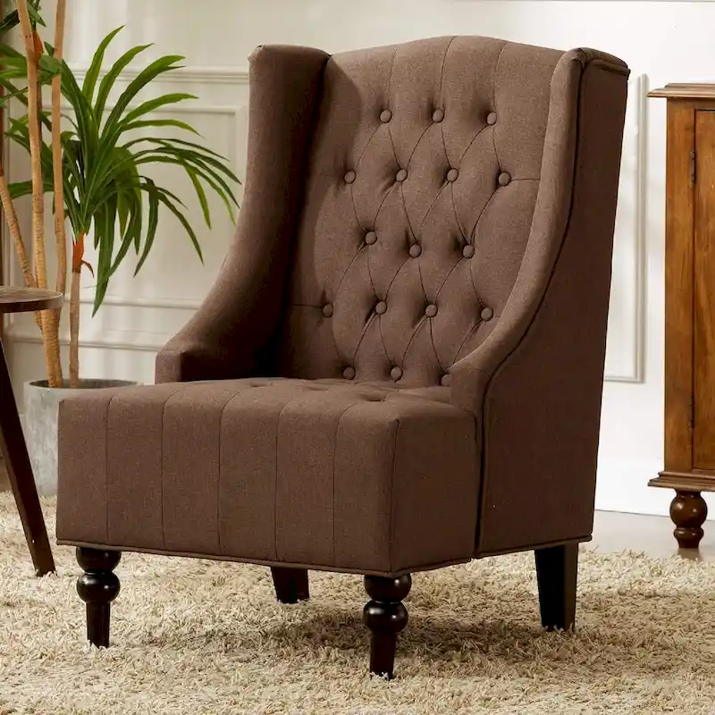 Wingback Chair with Solid Wood Frame, Mid-Century Modern Chair, Accent Chair Extra-Thick Backrest