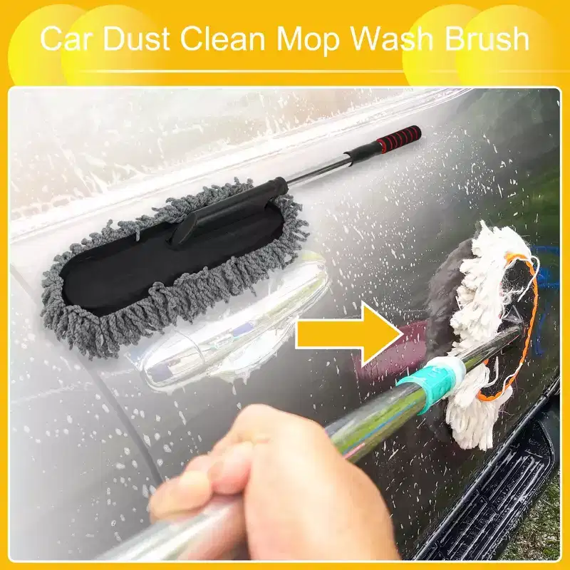 Unique Bargains Car Dust Clean Mop Dusting Tool Fiber 29.33 Gray 1 Pc
