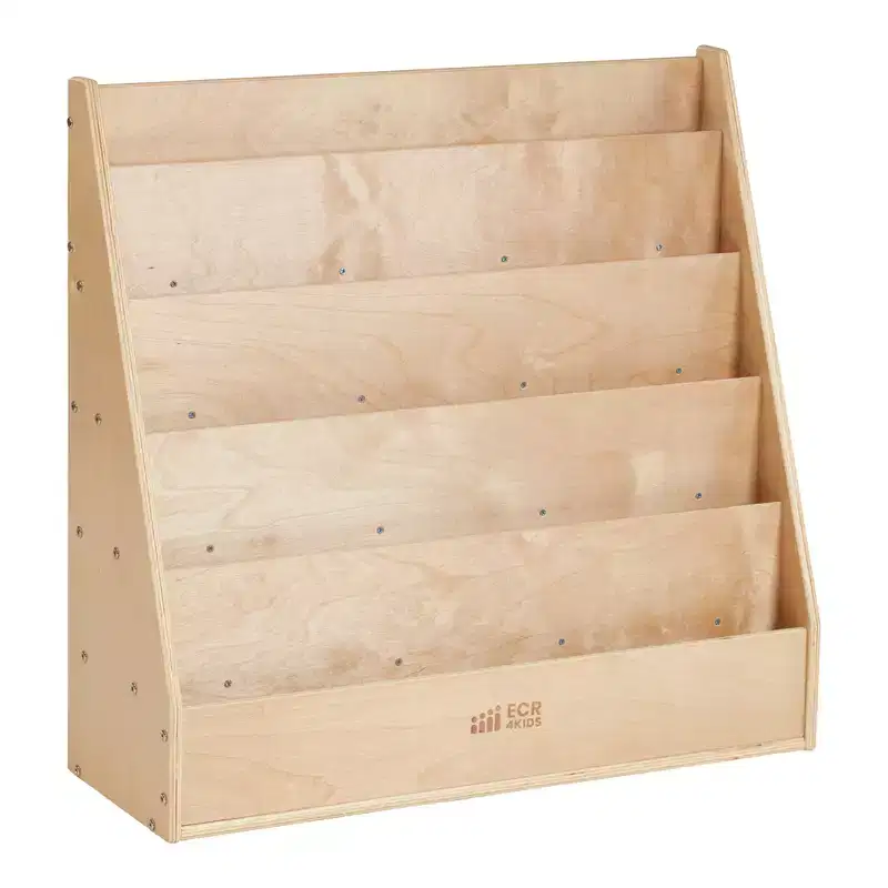 Single-Sided Classroom Book Display with 9 Shelves & Storage 鈥?Birch Plywood