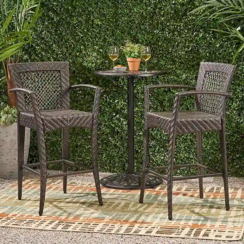 Outdoor PE rattan Barstools(Set of 2)