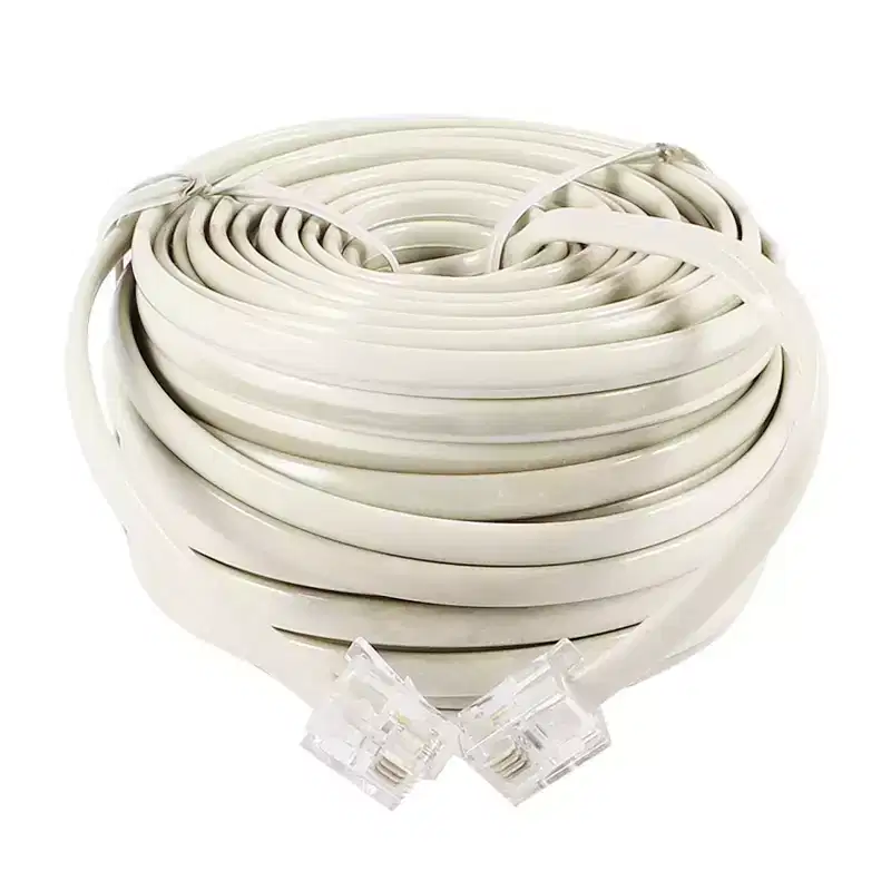Unique Bargains 15M 49ft RJ11 6P4C Telephone Extension Cable Connector Grey White