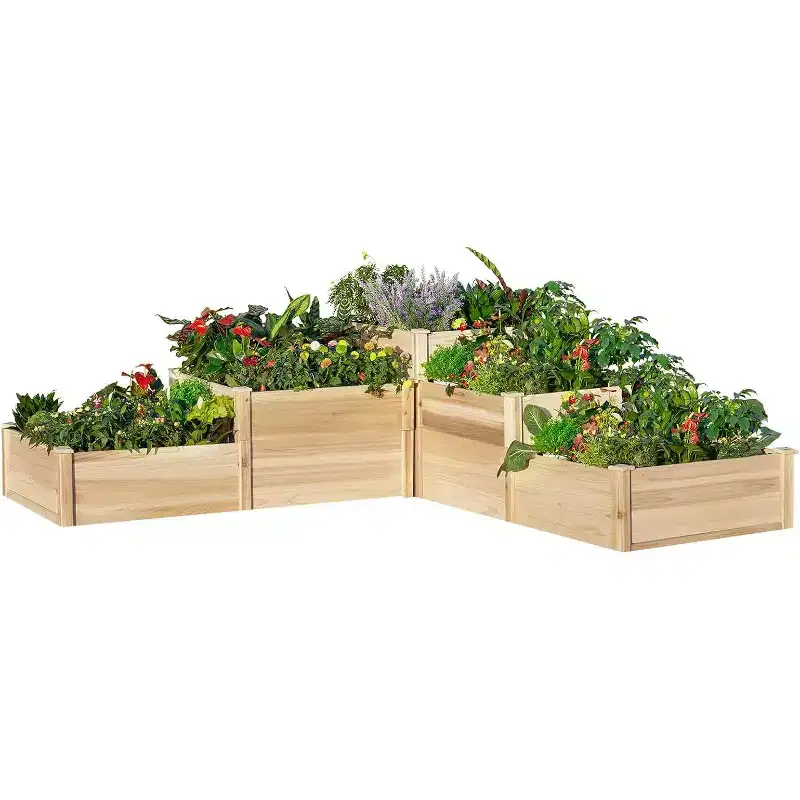 AMERLIFE 3-Tier Raised Garden Bed, 28 Deep Cedar Planter with Legs, Baseboard, Drain Hole