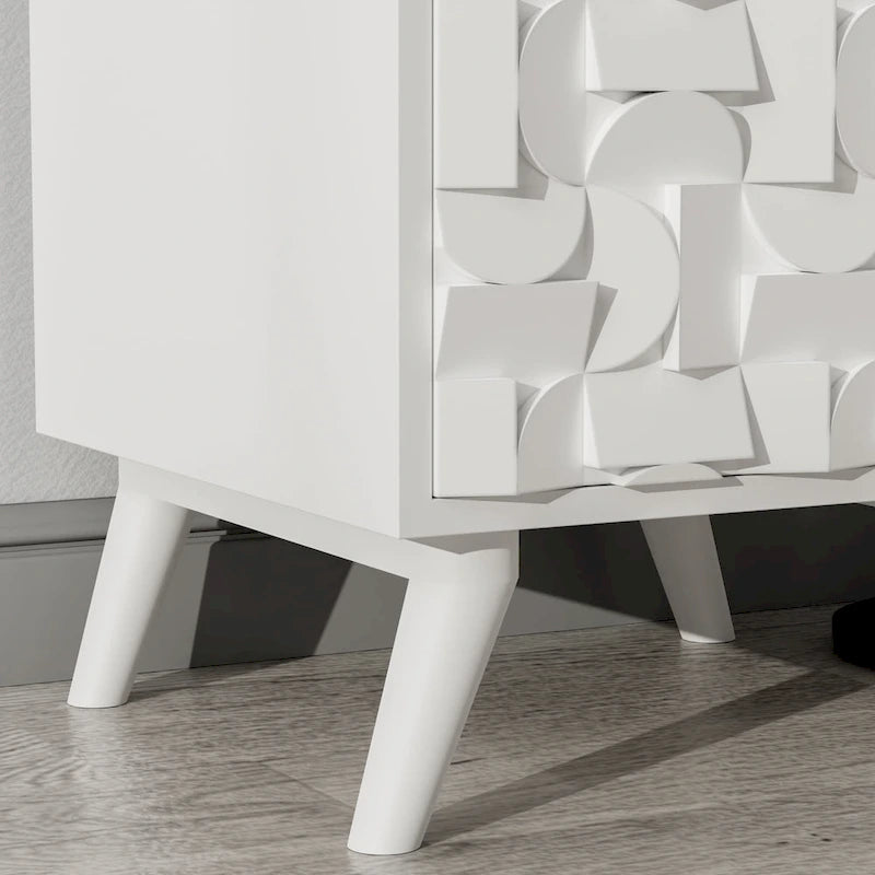 Ash Grey Mango Solid Wood Nightstand with 1 Door and 1 Drawer for 1 Person