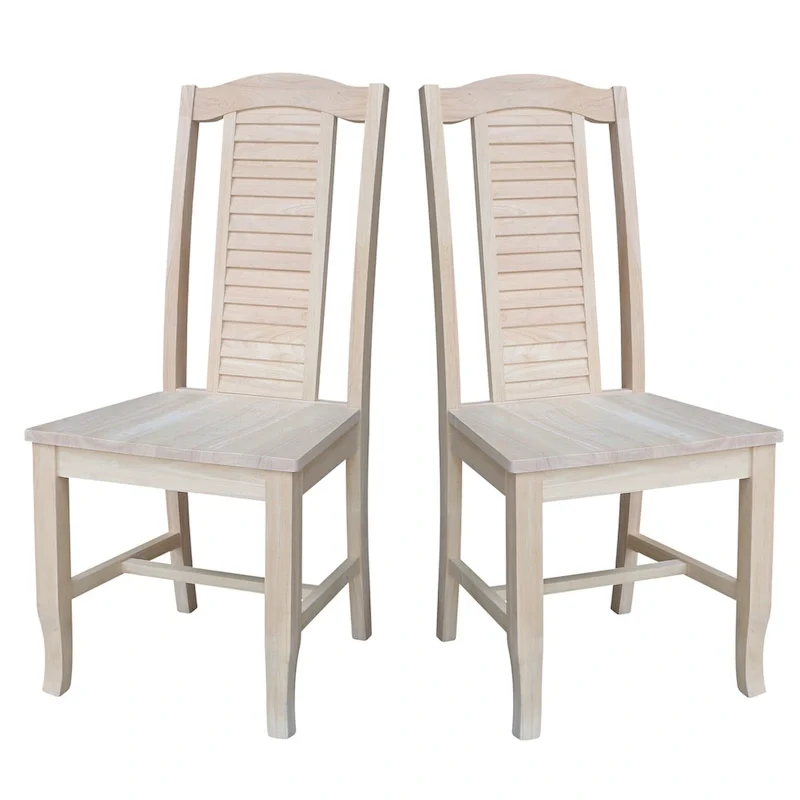 Solid Wood Seaside Dining Chairs - Set of Two