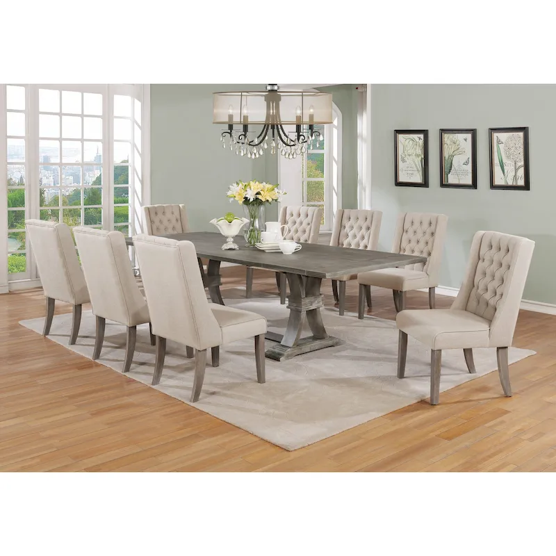 Best Quality Furniture 9-piece Rustic Extending Grey Dining Set