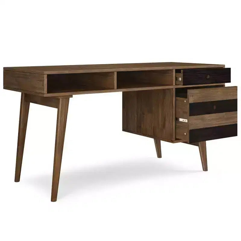 Desk with Side Drawers & File Storage, Mid-Century Modern