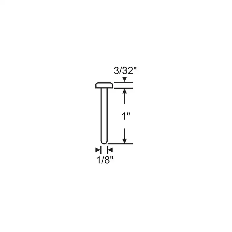 Brixwell Plunger Flex Pin Nylon Material 1 Plunger Length, 1/8 Shaft Diameter, 3/32 Head Thickness, White Finish