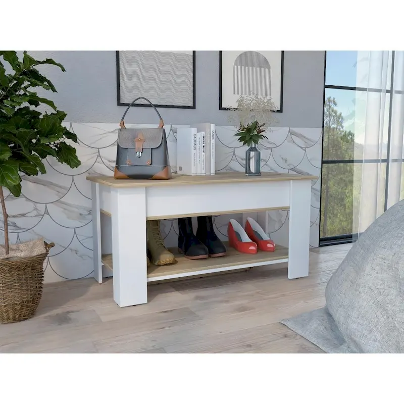 Lift-Top Storage Table with Lower Shoe Shelf