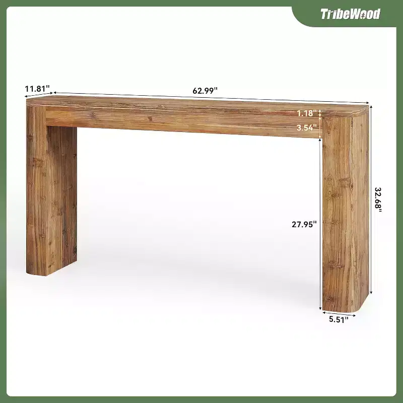 Tribesigns 63-Inch Solid Wood Console Table, Farmhouse Entryway Sofa Table Behind Couch for Living Room Hallway, Foyer,Brown