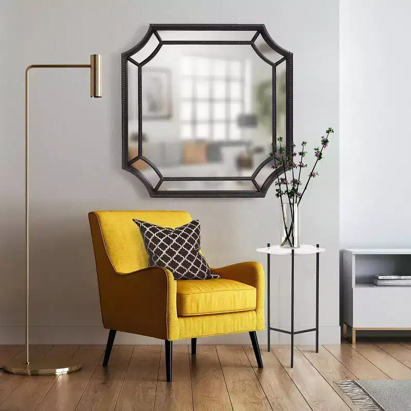 Howard Elliott 35.5x35.5 Windsor Square Mirror Matte Black: Modern Style, Polyurethane Frame, No Assembly Required