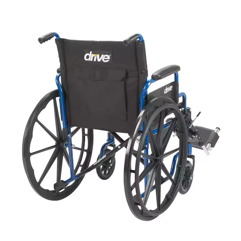 Drive Medical Blue Streak Wheelchair - 18″ Seat, Flip-Back Desk Arms, Swing-Away Footrests
