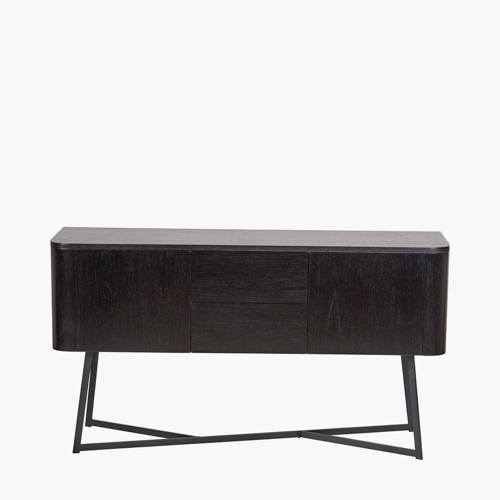 Black Ash Veneer & Metal 2 Door 2 Drawer Sideboard