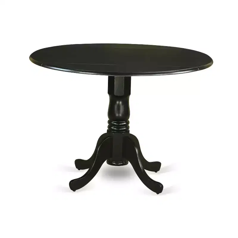 HomeStock Round Kitchen Dining Set Black Button Tufted Style