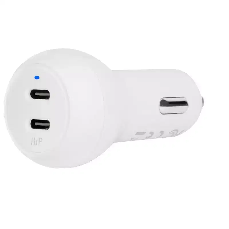 Monoprice 2-Port 45W USB-C Power Delivery Quick Charge Car Charger - Compatible with iPhone & Android