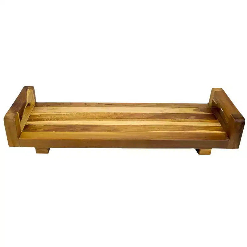 29-Inch Natural Teak Bath Tray and Seat with Handles