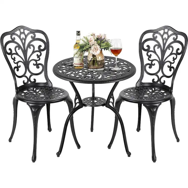 Outdoor Bistro Table Set, All Weather Cast Aluminum Patio Sets