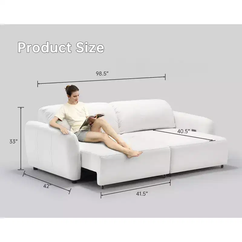 98.5 Big 2 in 1 Convertible Electric Sleeper Sofa Bed, Pull Out Couch Bed with 4 USB Ports-Morden Fort