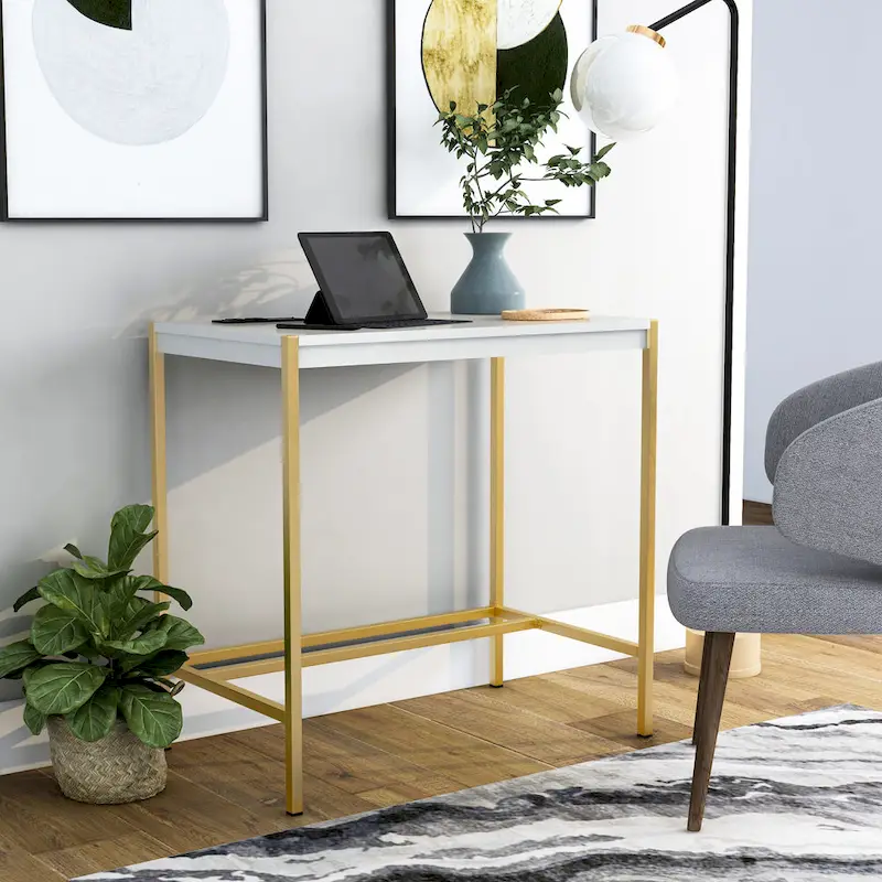 Modern 30-inch Steel Computer Desk with USB Ports