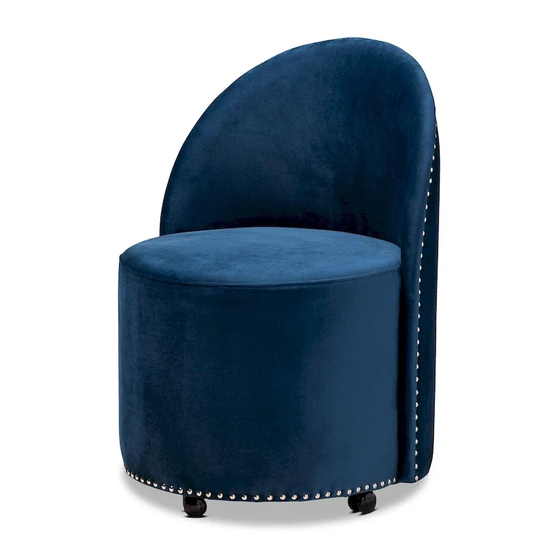 Glam Velvet Rolling Accent Chair with Caster Wheels