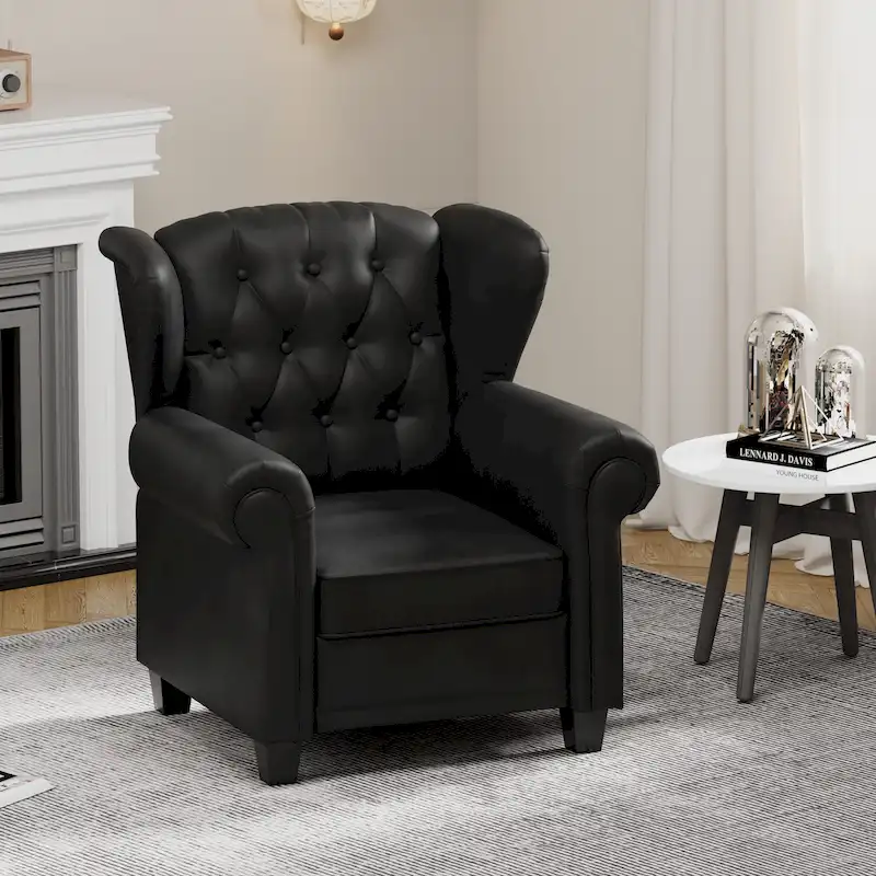 Black Adjustable Tufted Arm Chair with Sturdy Legs