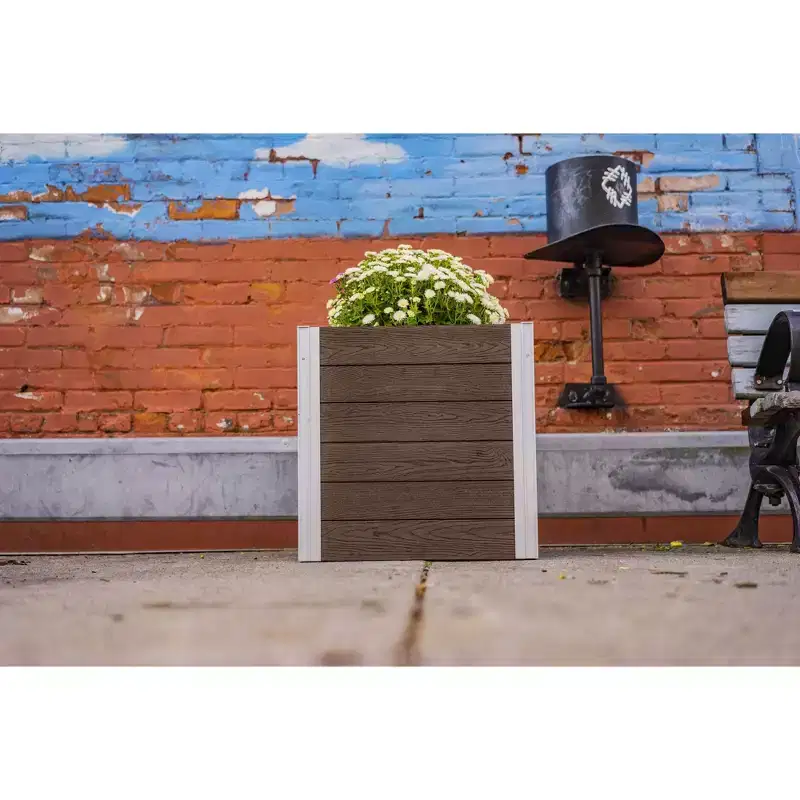 Vita 22" Wide Urbana Cube Square Planter Box Espresso