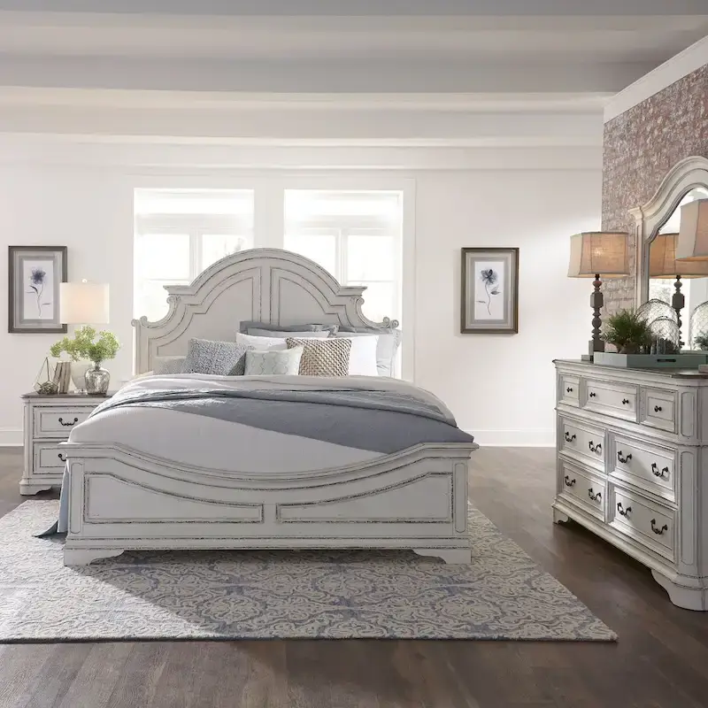 Magnolia Manor Panel Bed, Dresser and Mirror, and Nightstand Set