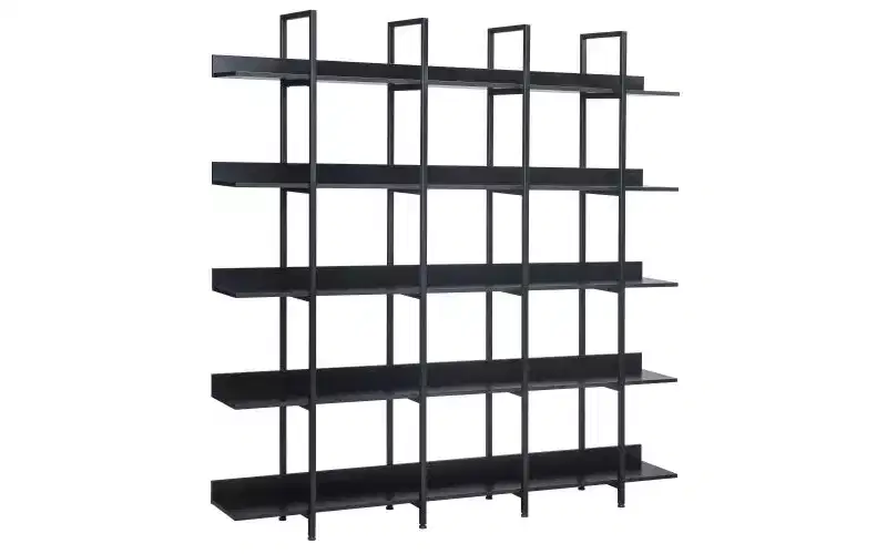 TUYOHW Vintage 5-Tier Dispaly Bookshelves,Large Capacity Open Bookshelf with Anti-falling Device,Metal Frame Bookcases for Living Room,Office