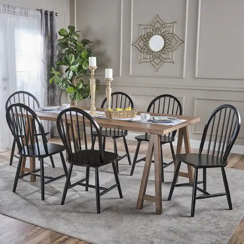 Ansley Farmhouse Cottage 7-piece Wood Dining Set by Christopher Knight Home