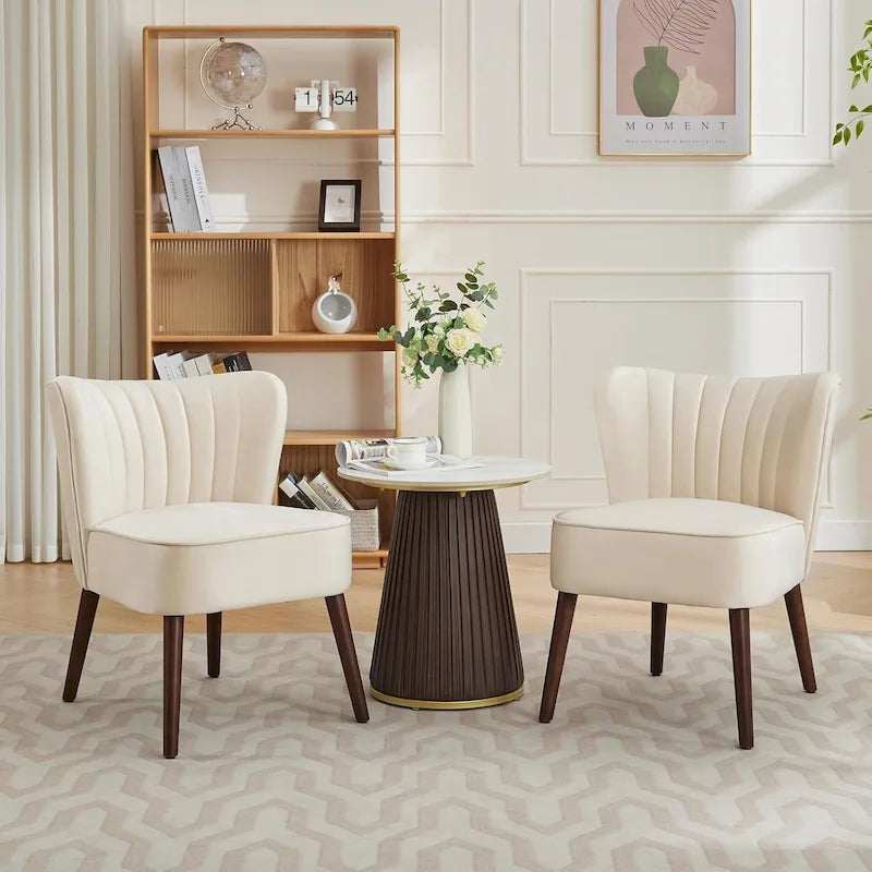 Modern Velvet Accent Chair, Soft Upholstered Living Room Chair with Wooden Legs