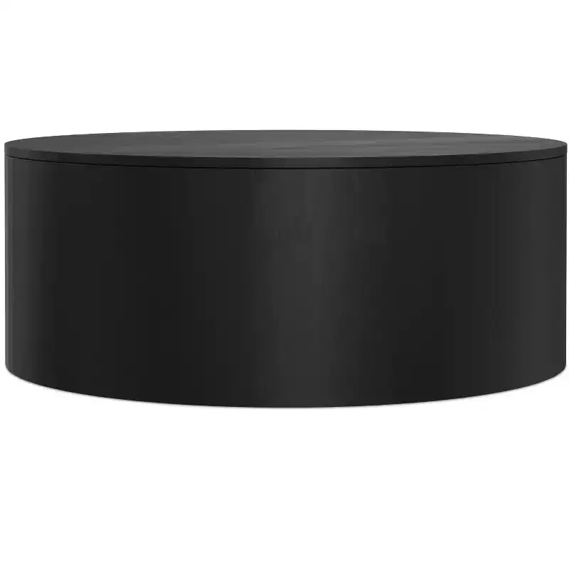 Hillmount SOLID MANGO WOOD 36 inch Wide Round Contemporary Drum Coffee Table, Fully Assembled
