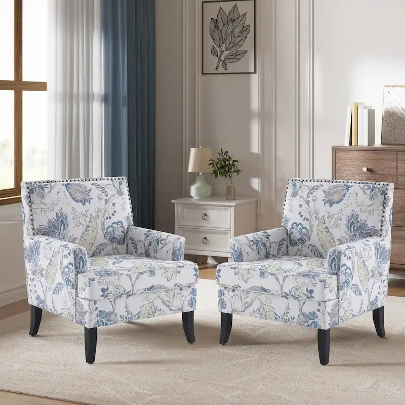 Armchair Accent Chairs with Nailhead Trim Set of 2