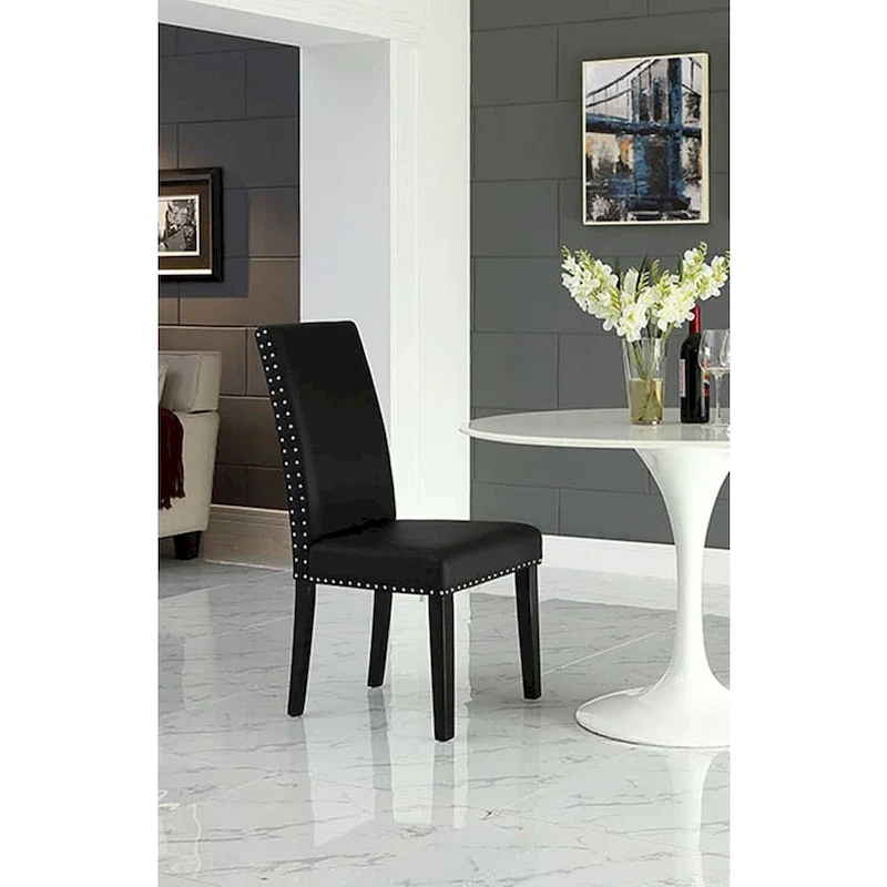 Nailhead Trim Black Parson Dining Chair